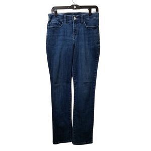 Lee Women’s Regular Fit Straight Leg Blue Denim Jeans Size 8 Long Elastic Waist